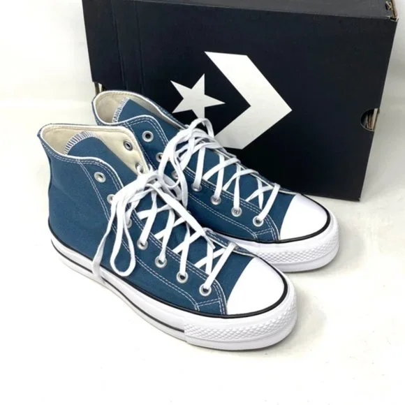 Converse Chuck Taylor Lift Platform High Shoes Skate Canvas Blue Women's A06840C - Picture 7 of 10